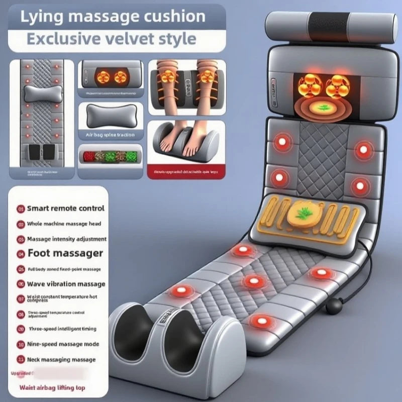10-Zone Full-Body Heated Massage Cushion