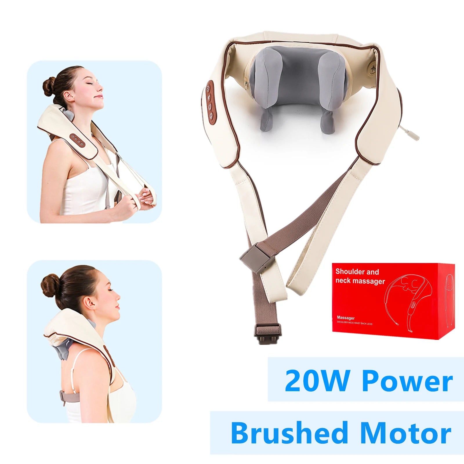 Brushless Motor Neck Massage Shawl | Wireless Deep Kneading Back & Shoulder Massager
