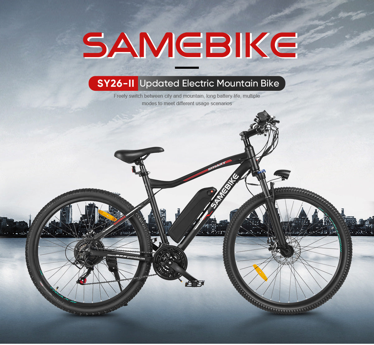 SAMEBIKE Long-Range High-Power Electric Mountain Bike – 500W Motor, 13Ah Down Tube Battery
