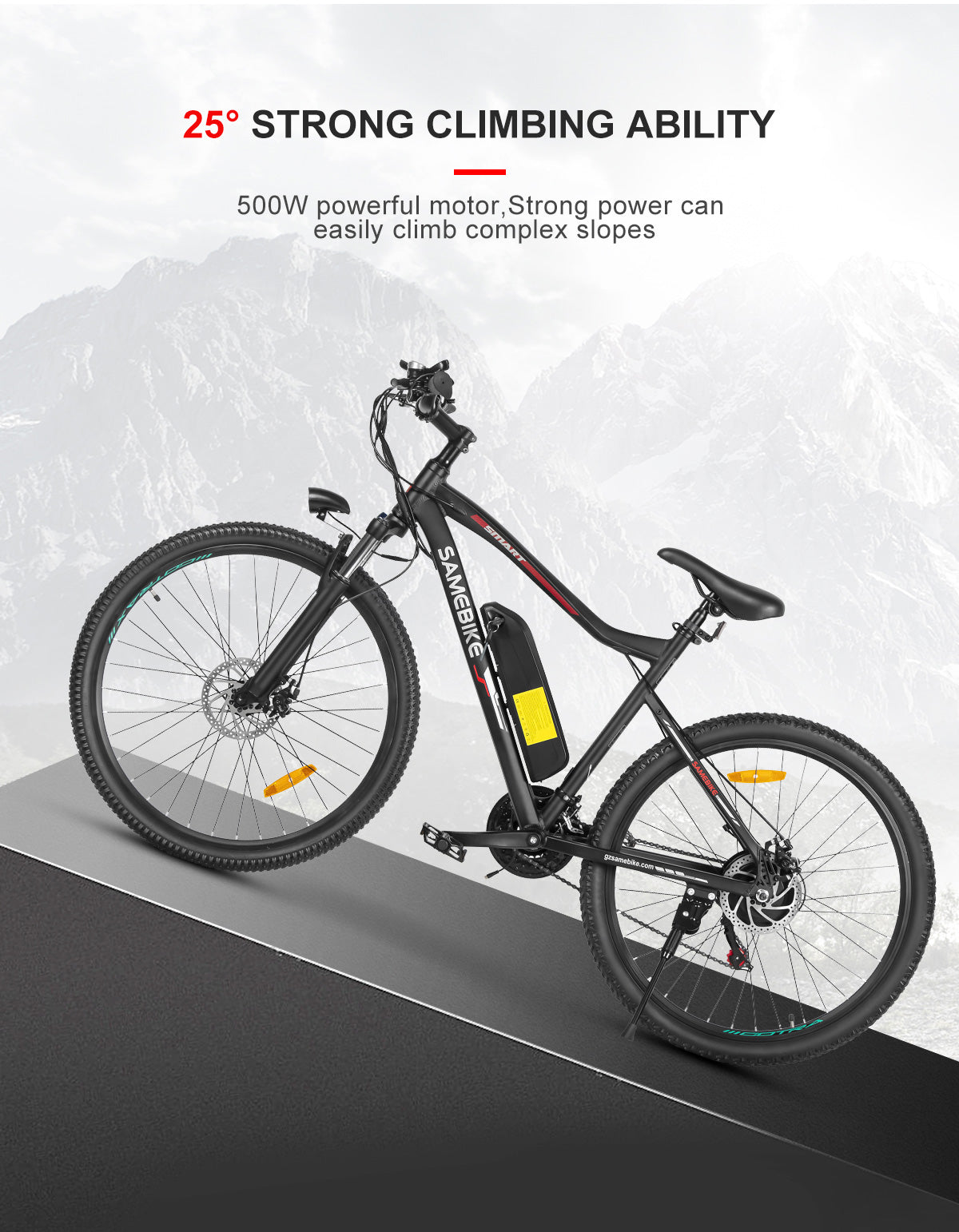 SAMEBIKE Long-Range High-Power Electric Mountain Bike – 500W Motor, 13Ah Down Tube Battery