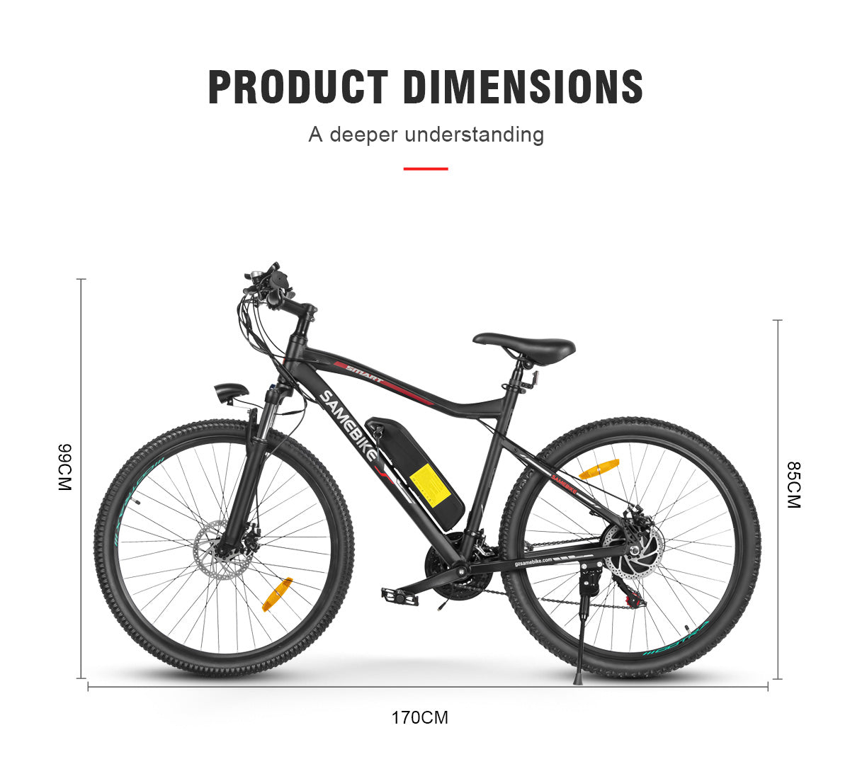 SAMEBIKE Long-Range High-Power Electric Mountain Bike – 500W Motor, 13Ah Down Tube Battery